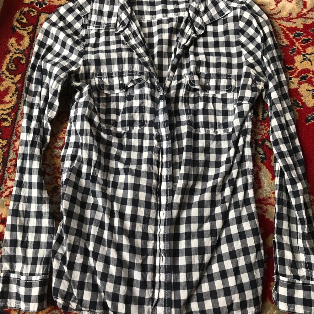 Gap Navy Gingham Top
